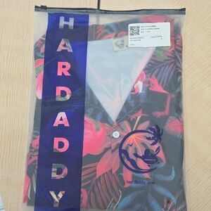 Hardaddy Men's Tropical Floral Casual Button Down Shirt - Black and Red